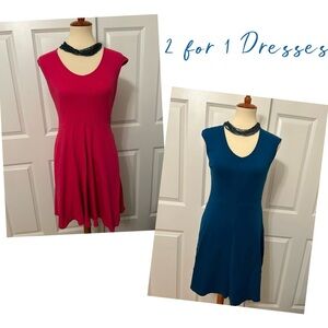 New York & Company Sleeveless Dresses, Blue and Hot Pink, Size S